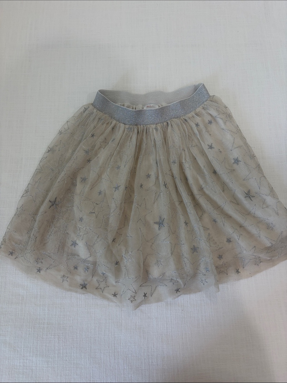 Girls Beige Tulle Tutu Star Skirt with Silver Waistband 120cm 6/7